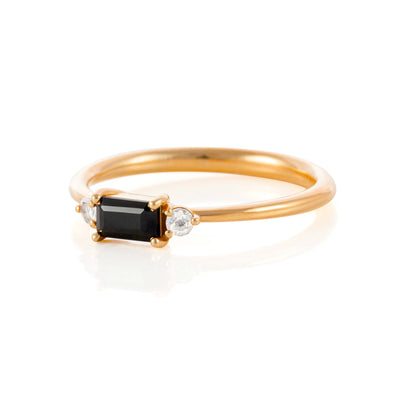 Black Cordelia Ring in Rose Gold