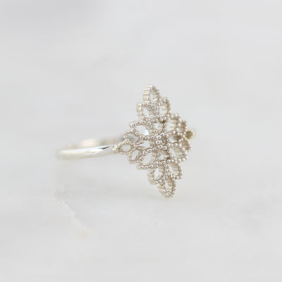 Leaf Bouquet Ring in White Gold