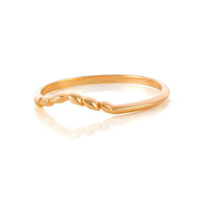 Vika Curved Leaf Ring in Rose Gold