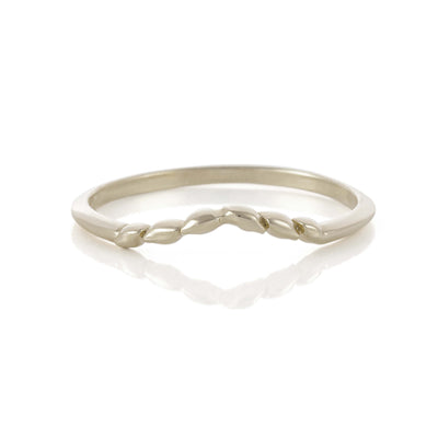 Vika Curved Leaf Ring in White Gold