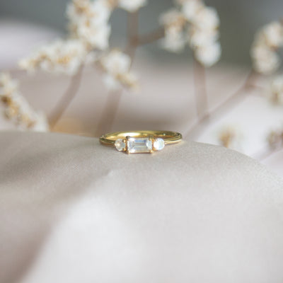 White Cordelia Ring in Rose Gold