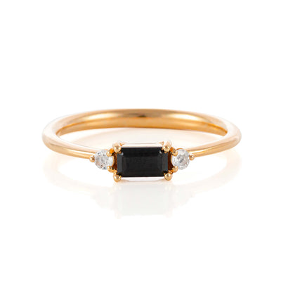 Black Cordelia Ring in Rose Gold