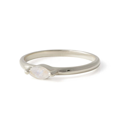 Moonstone Marquise Ring in White Gold