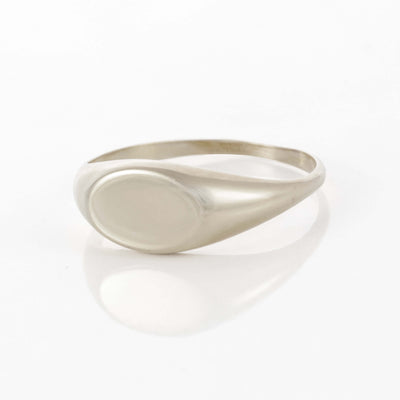 Oval Signet Ring in White Gold